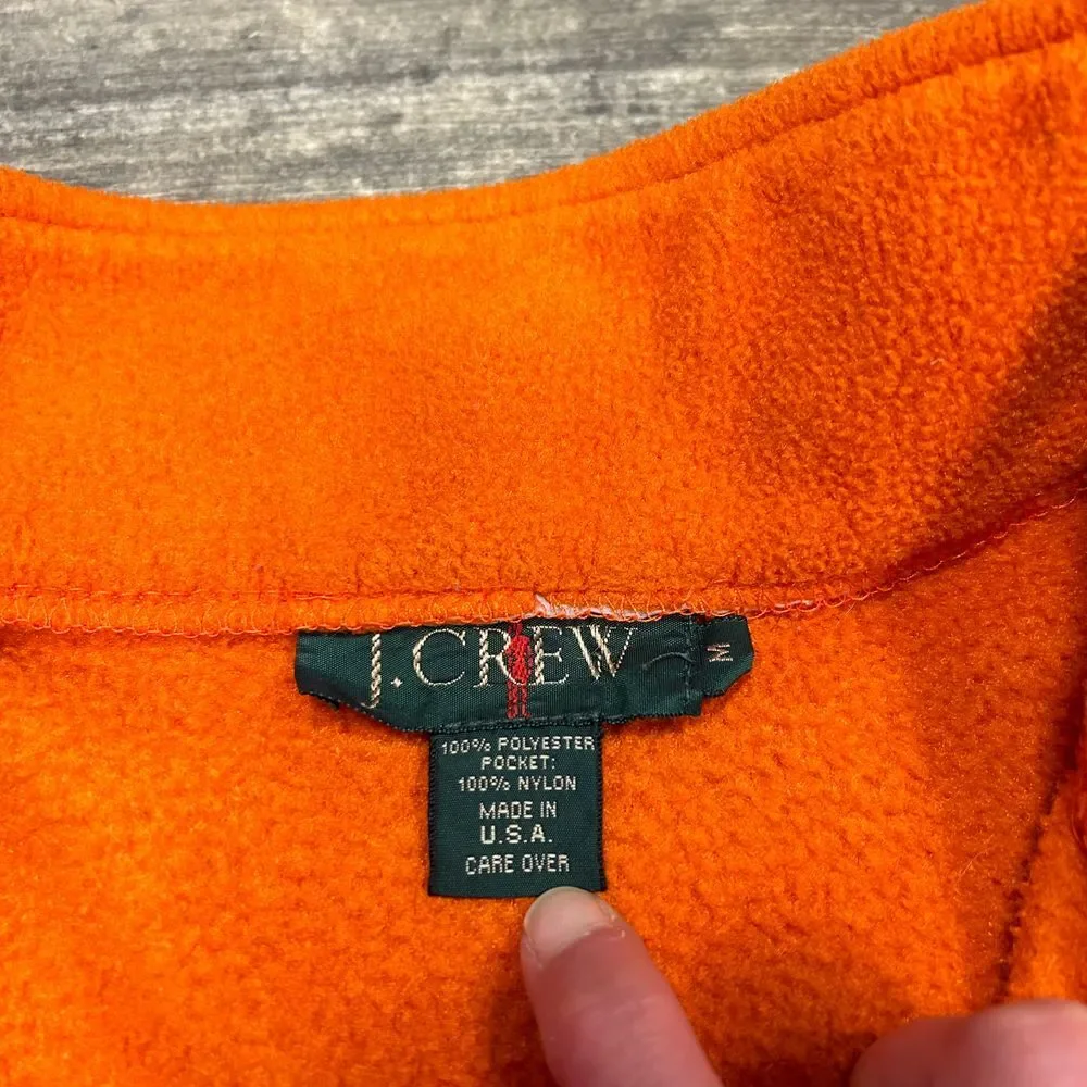 Vintage J Crew 1/4 Fleece Pullover Men Size Medium‎ Made In USA Orange Polyester